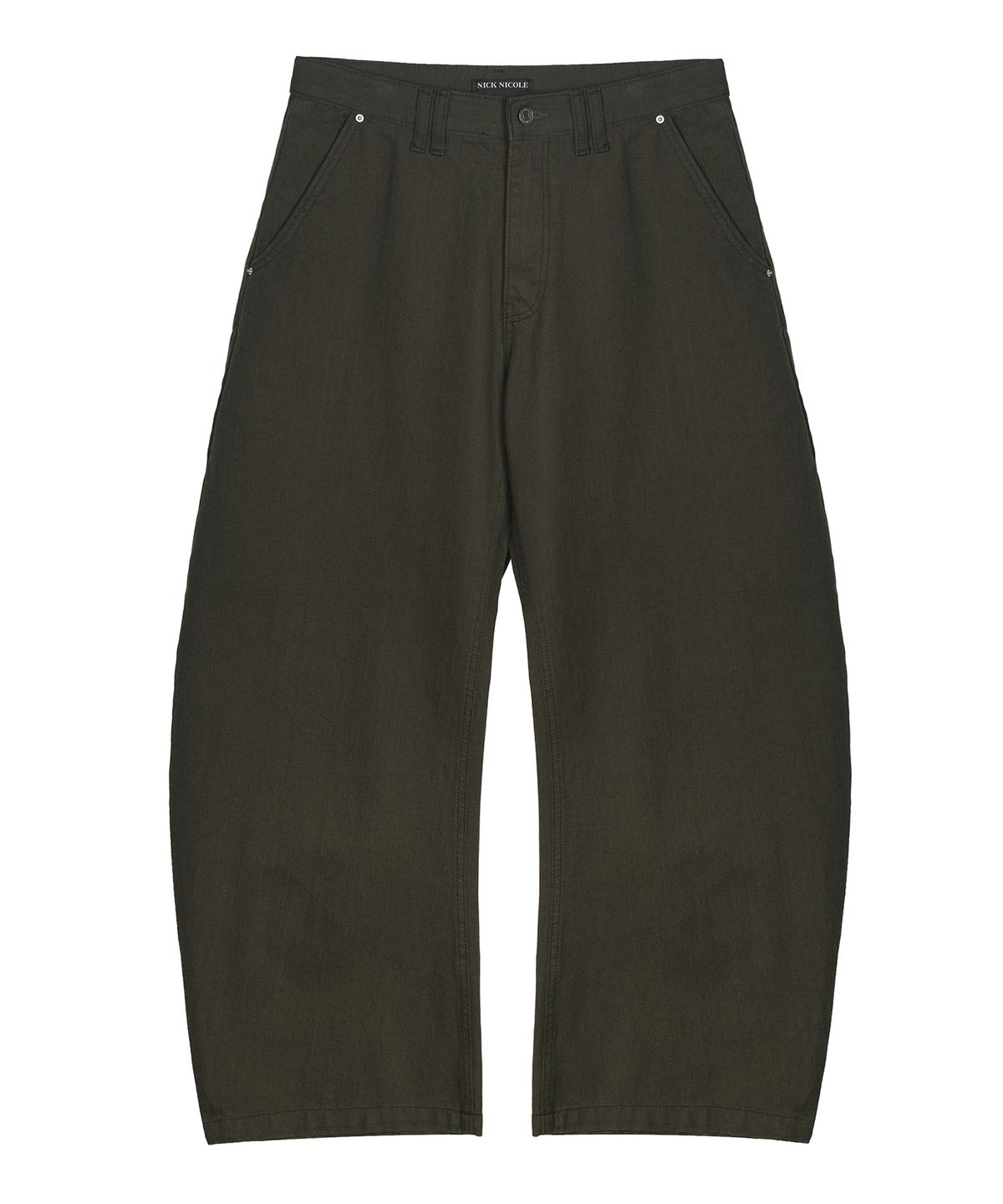 닉앤니콜(NICK&NICOLE) RIVET CURVED WIDE PANTS_KHAKI