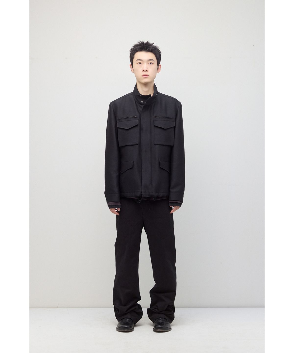 해칭룸(HATCHINGROOM) Silent M65 Jacket Wool/Silk Black