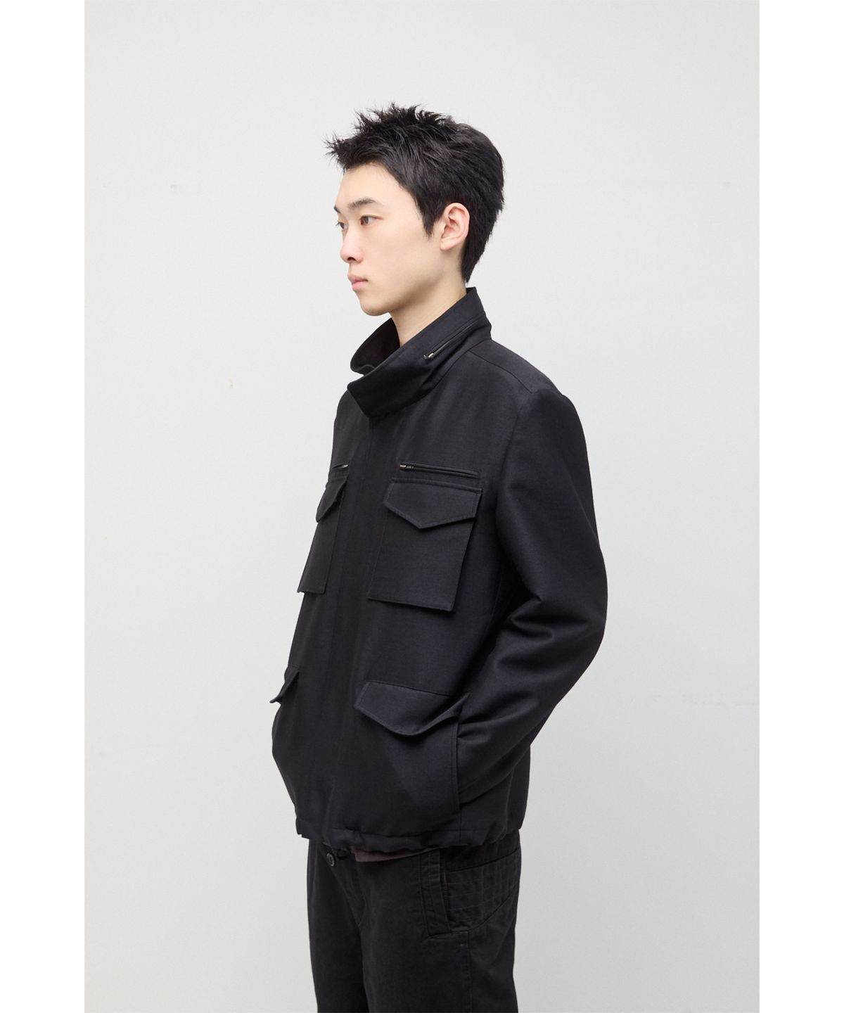 해칭룸(HATCHINGROOM) Silent M65 Jacket Wool/Silk Black
