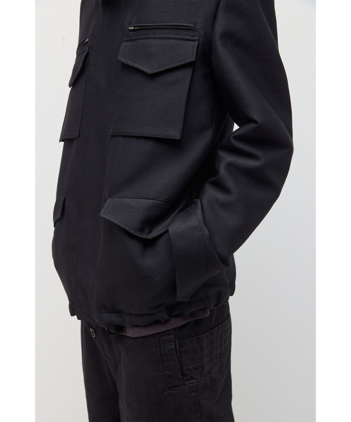 해칭룸(HATCHINGROOM) Silent M65 Jacket Wool/Silk Black