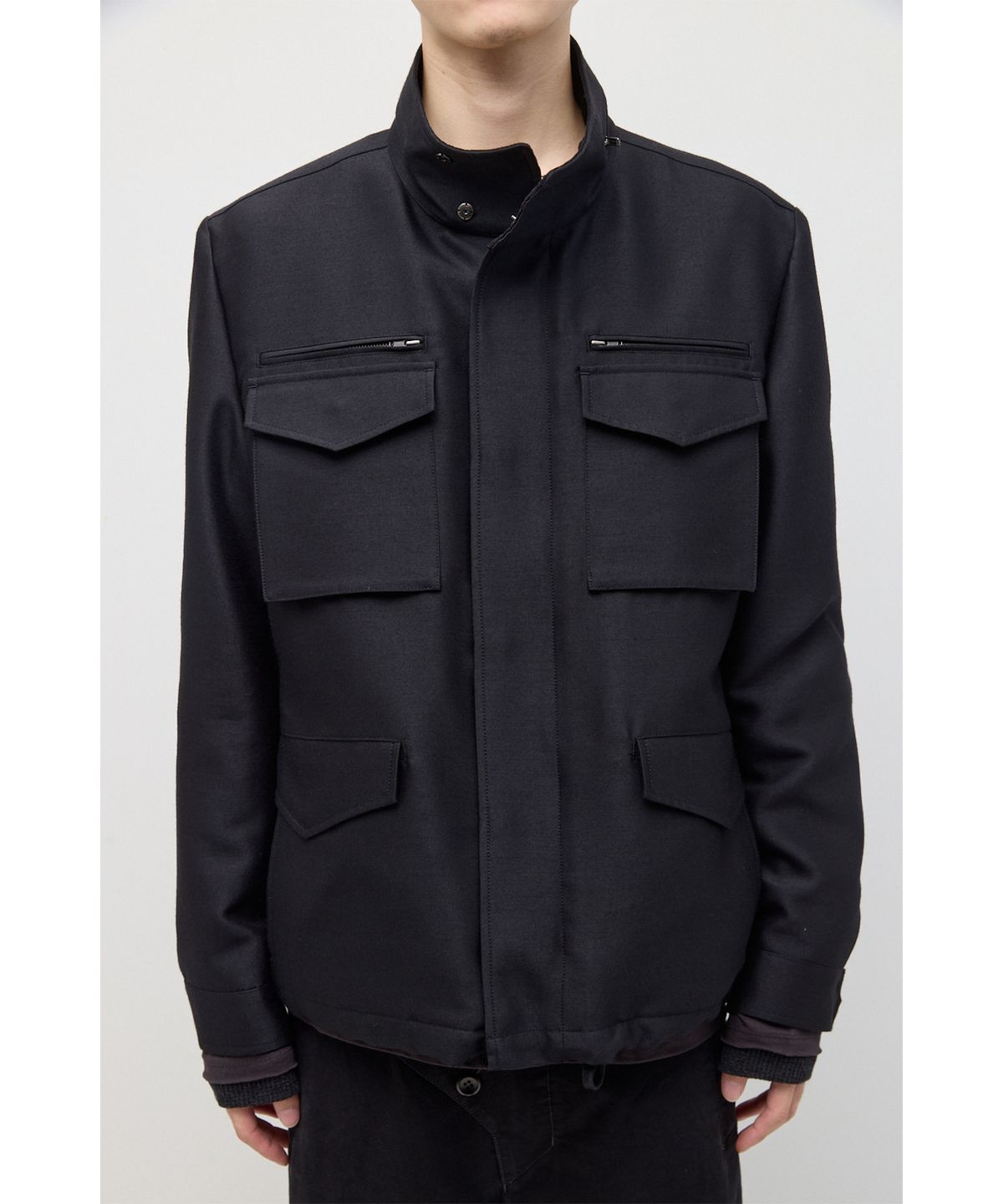 해칭룸(HATCHINGROOM) Silent M65 Jacket Wool/Silk Black