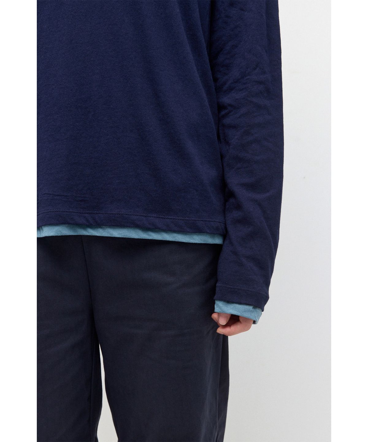 해칭룸(HATCHINGROOM) Two Face Ringer Tee Navy/Soda