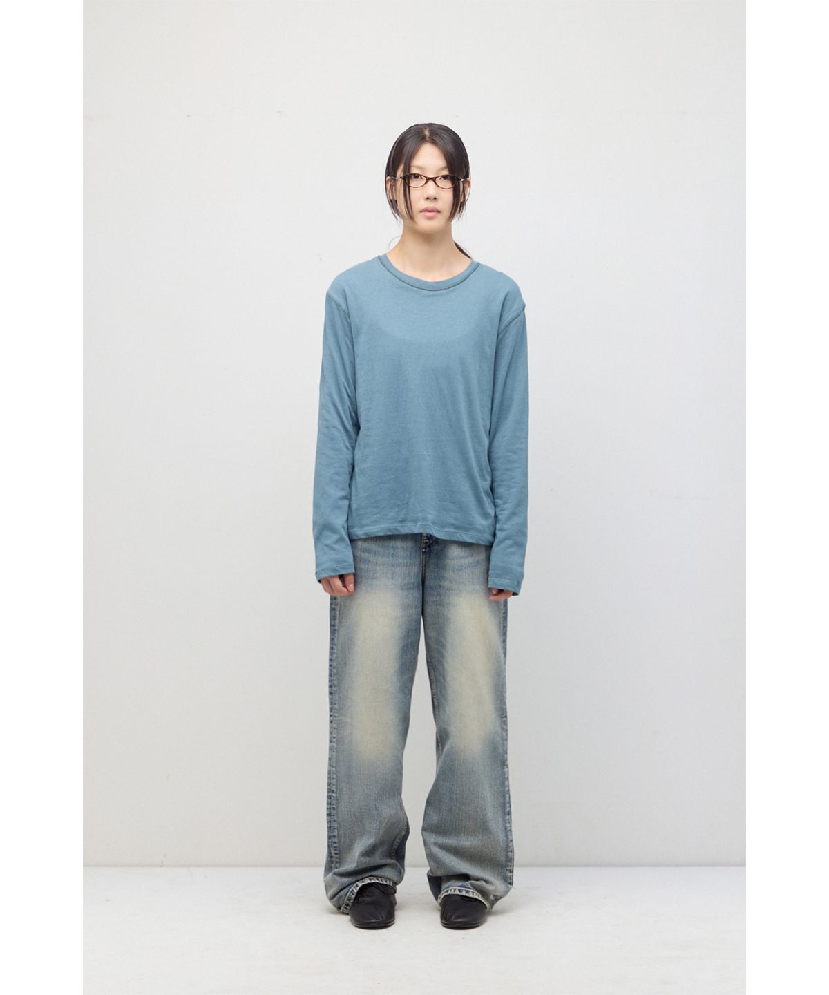해칭룸(HATCHINGROOM) Two Face Ringer Tee Navy/Soda