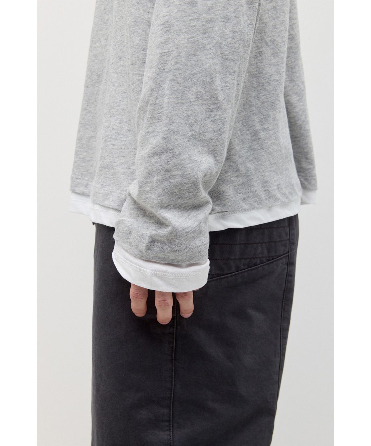 해칭룸(HATCHINGROOM) Two Face Ringer Tee M.Grey/White