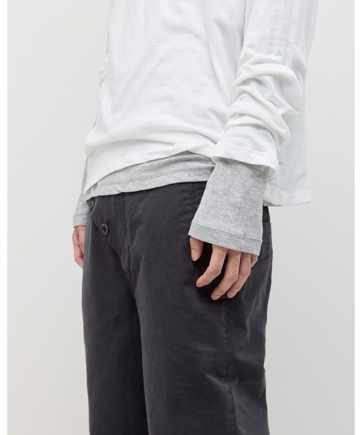 해칭룸(HATCHINGROOM) Two Face Ringer Tee M.Grey/White