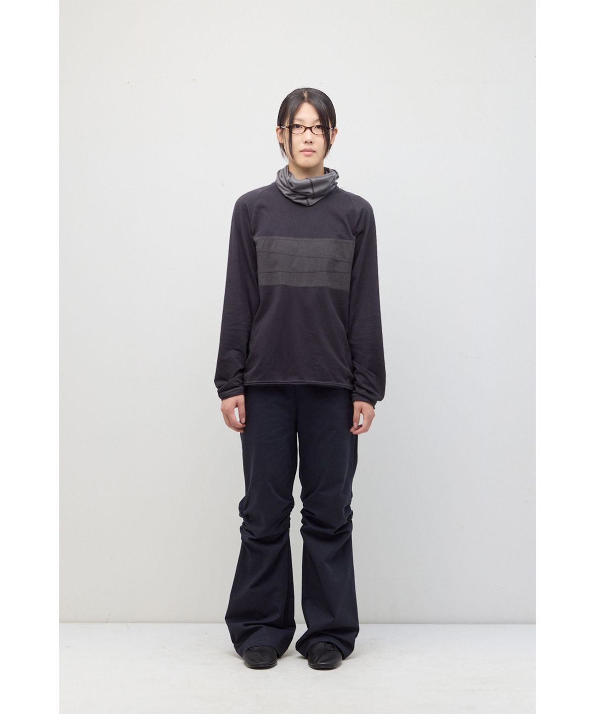 해칭룸(HATCHINGROOM) Patchwork Ringer Tee Washed Black