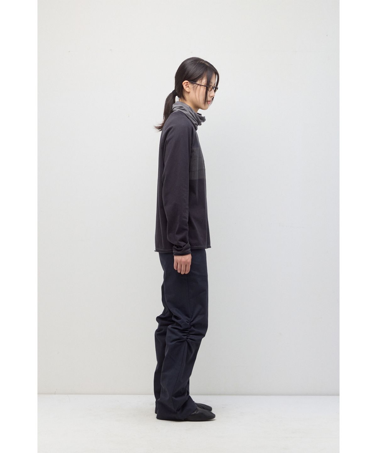 해칭룸(HATCHINGROOM) Patchwork Ringer Tee Washed Black
