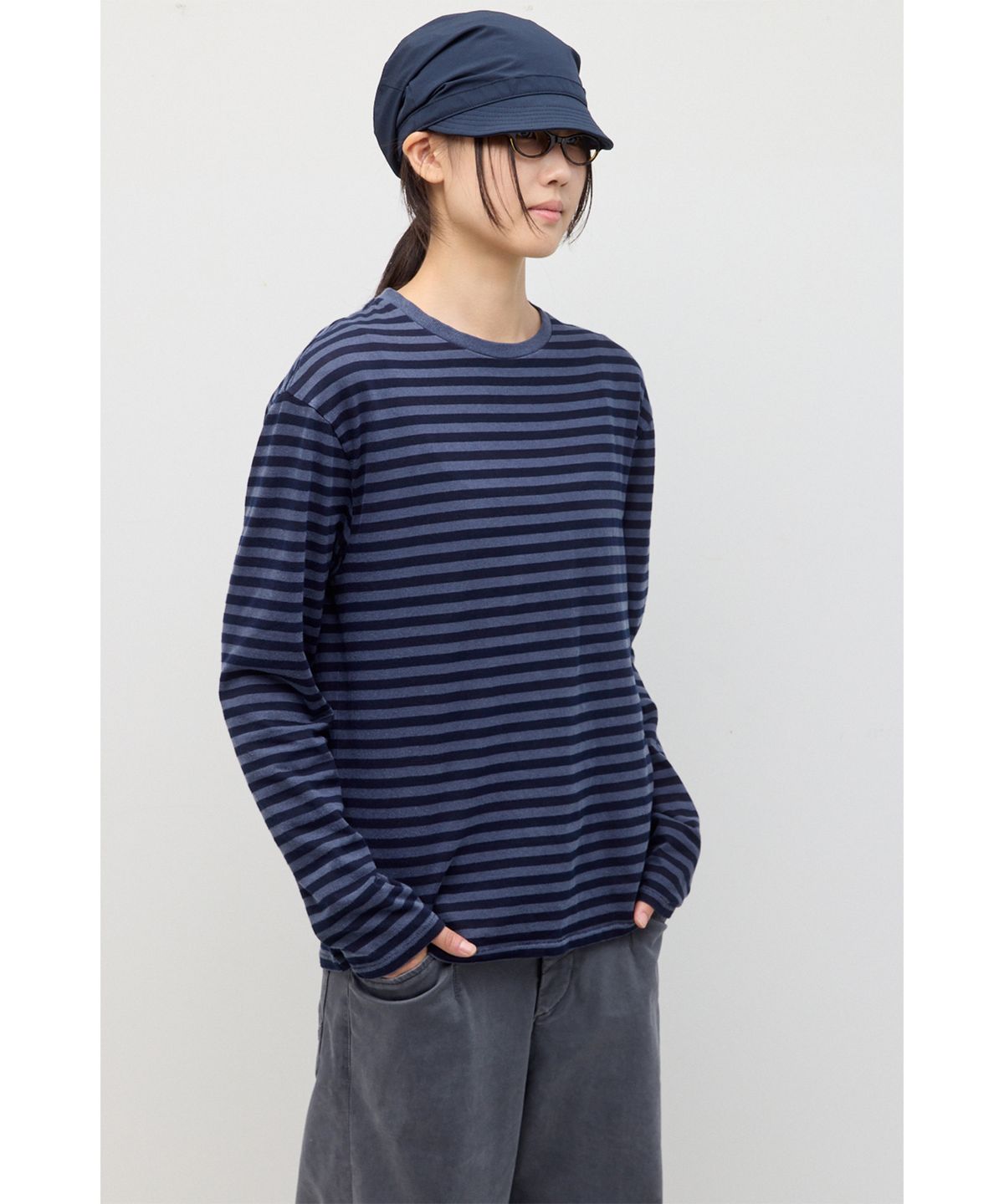 해칭룸(HATCHINGROOM) VTG Stripe Tee Dyed French Blue
