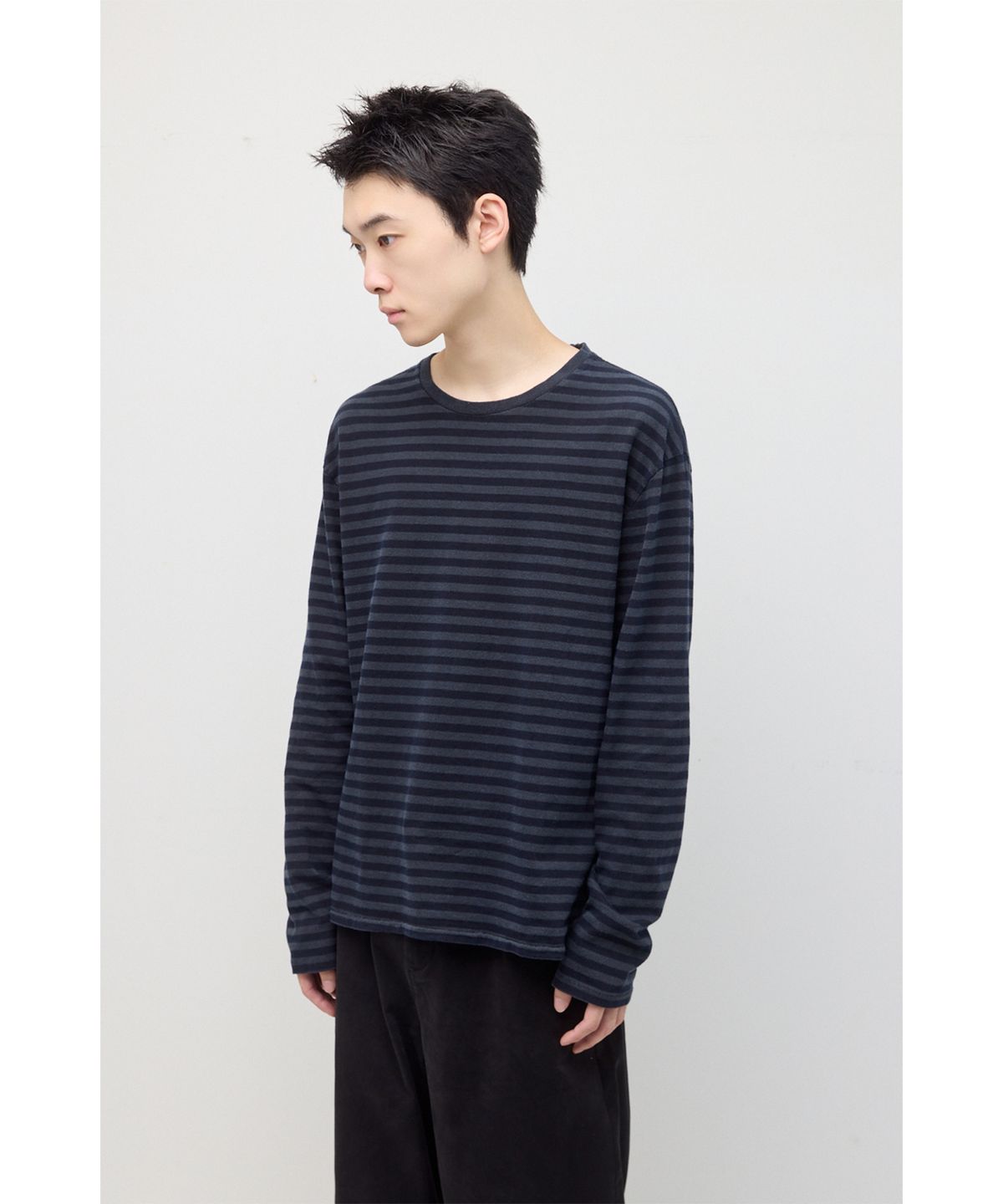 해칭룸(HATCHINGROOM) VTG Stripe Tee Dyed Blue Black