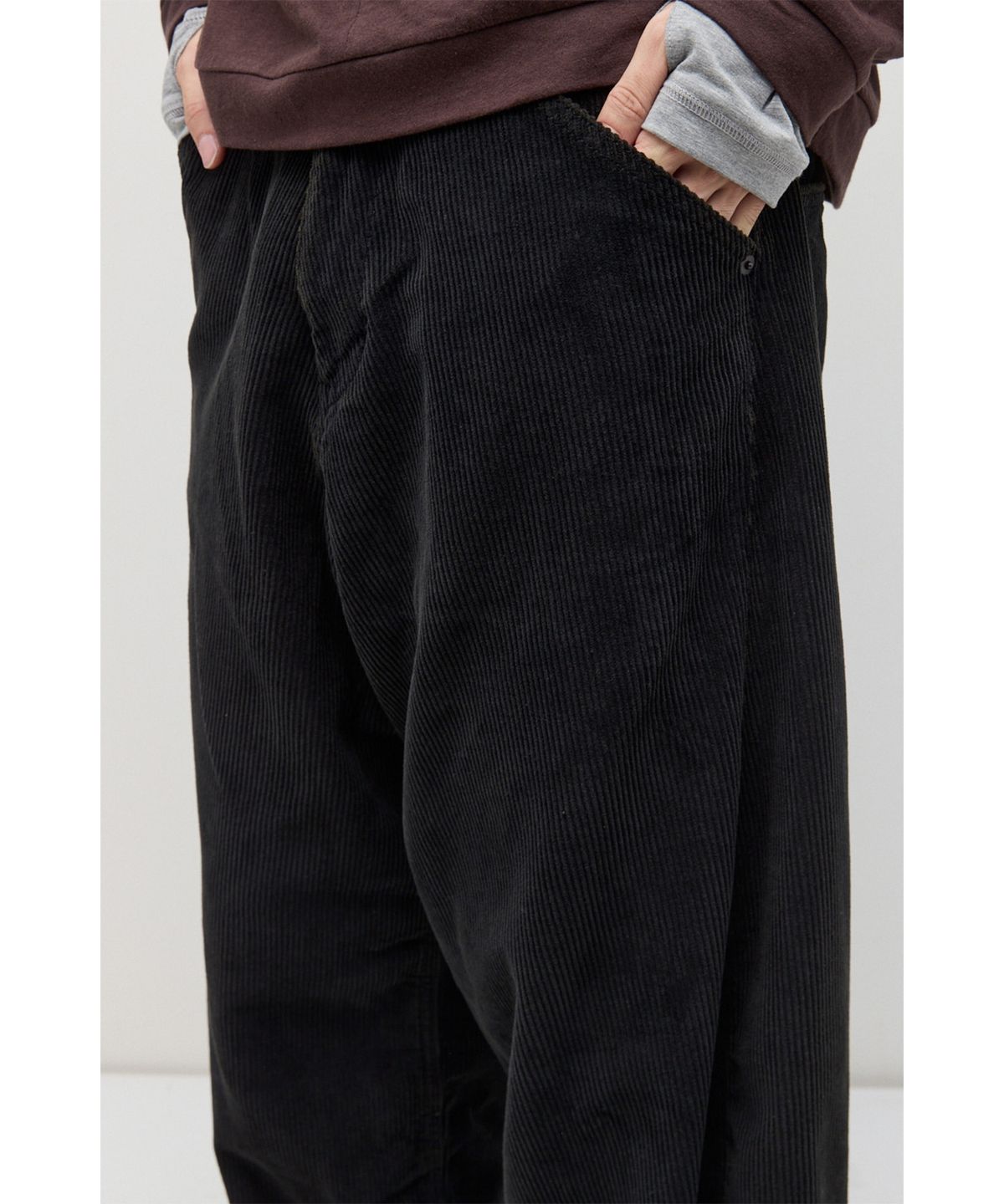 해칭룸(HATCHINGROOM) Wide Curve Pants Corduroy Aged Black