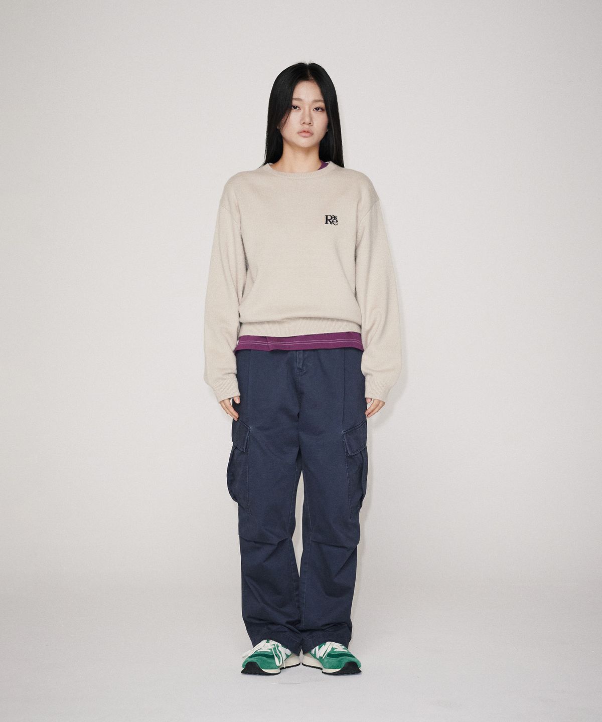 유니버스 가먼트(UNIVERSE GARMENT) 라운드넥 자카드 니트_BEIGE