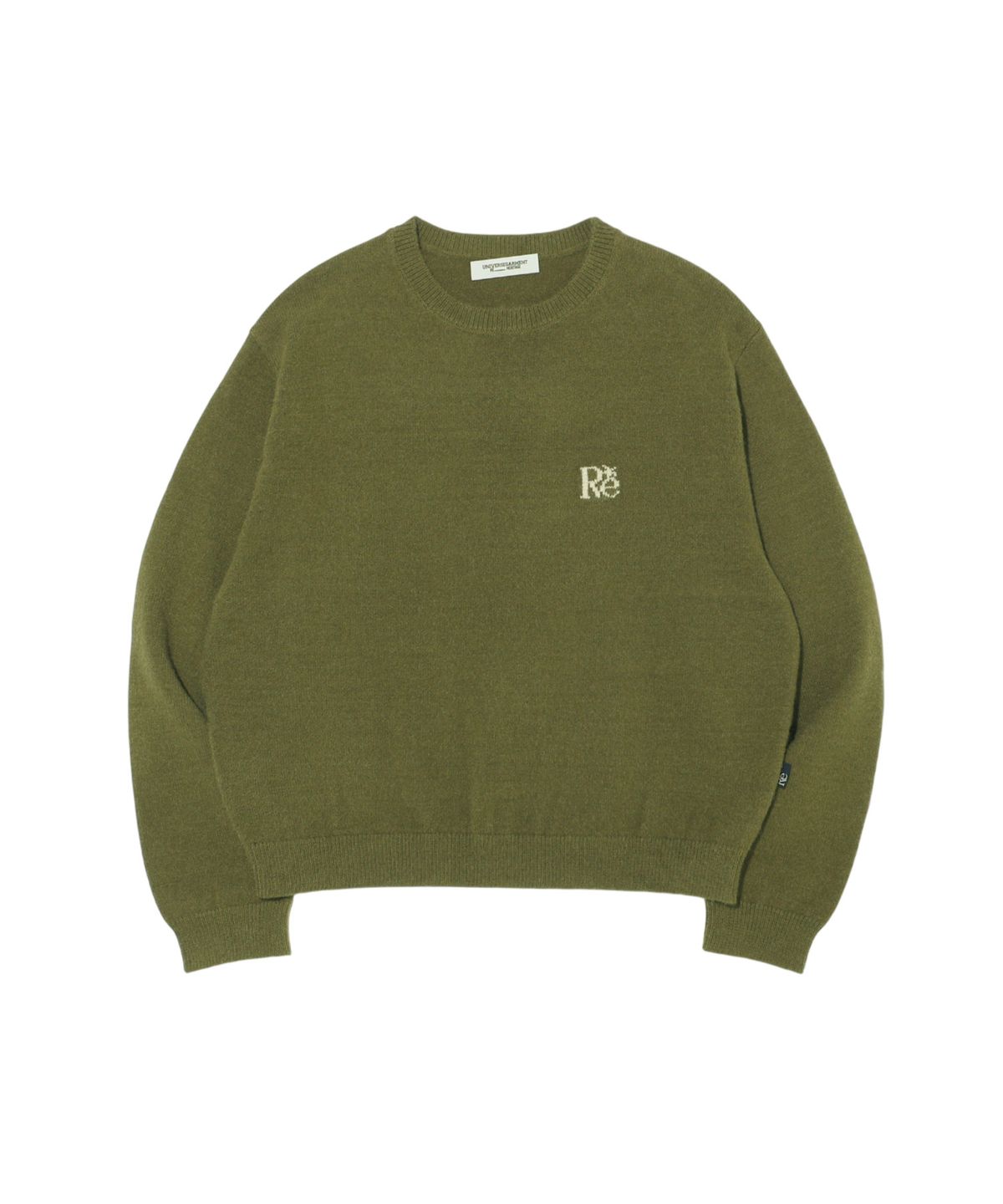 유니버스 가먼트(UNIVERSE GARMENT) 라운드넥 자카드 니트_OLIVE