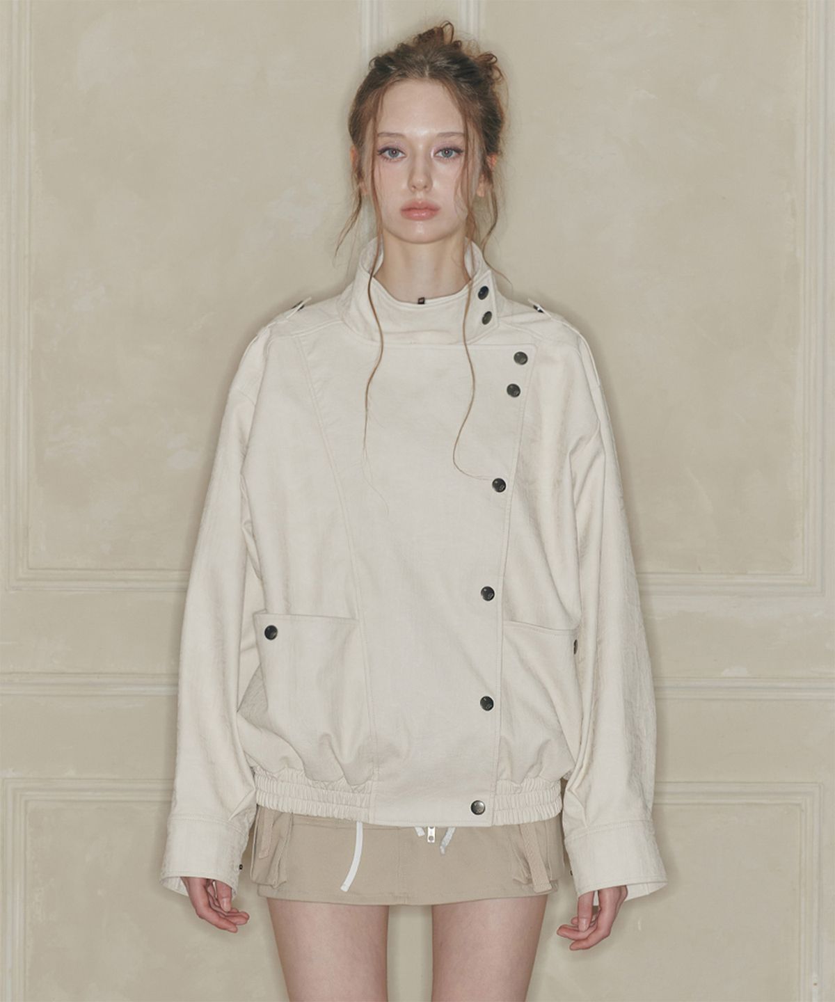페인오어플레져(PAINORPLEASURE) DUSK LEATHER JACKET cream