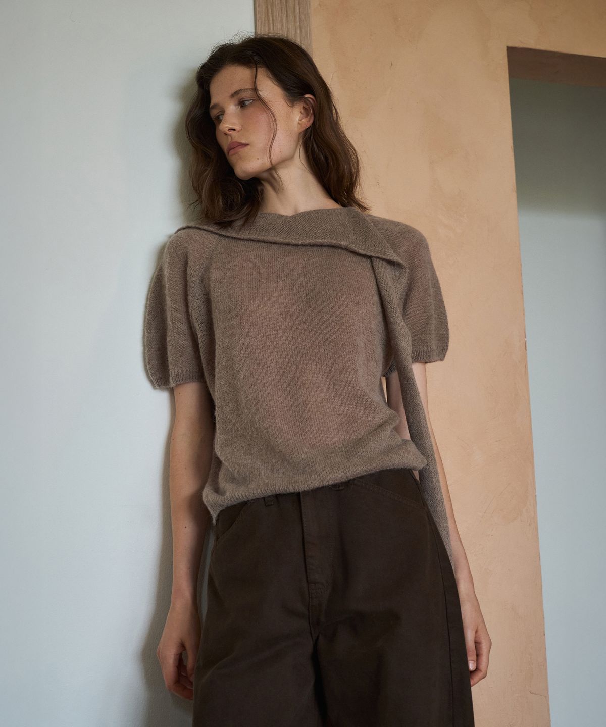 라메레이(LAMEREI) Baby Alpaca Tie Knit Top[LMBFAUKN309]-2color