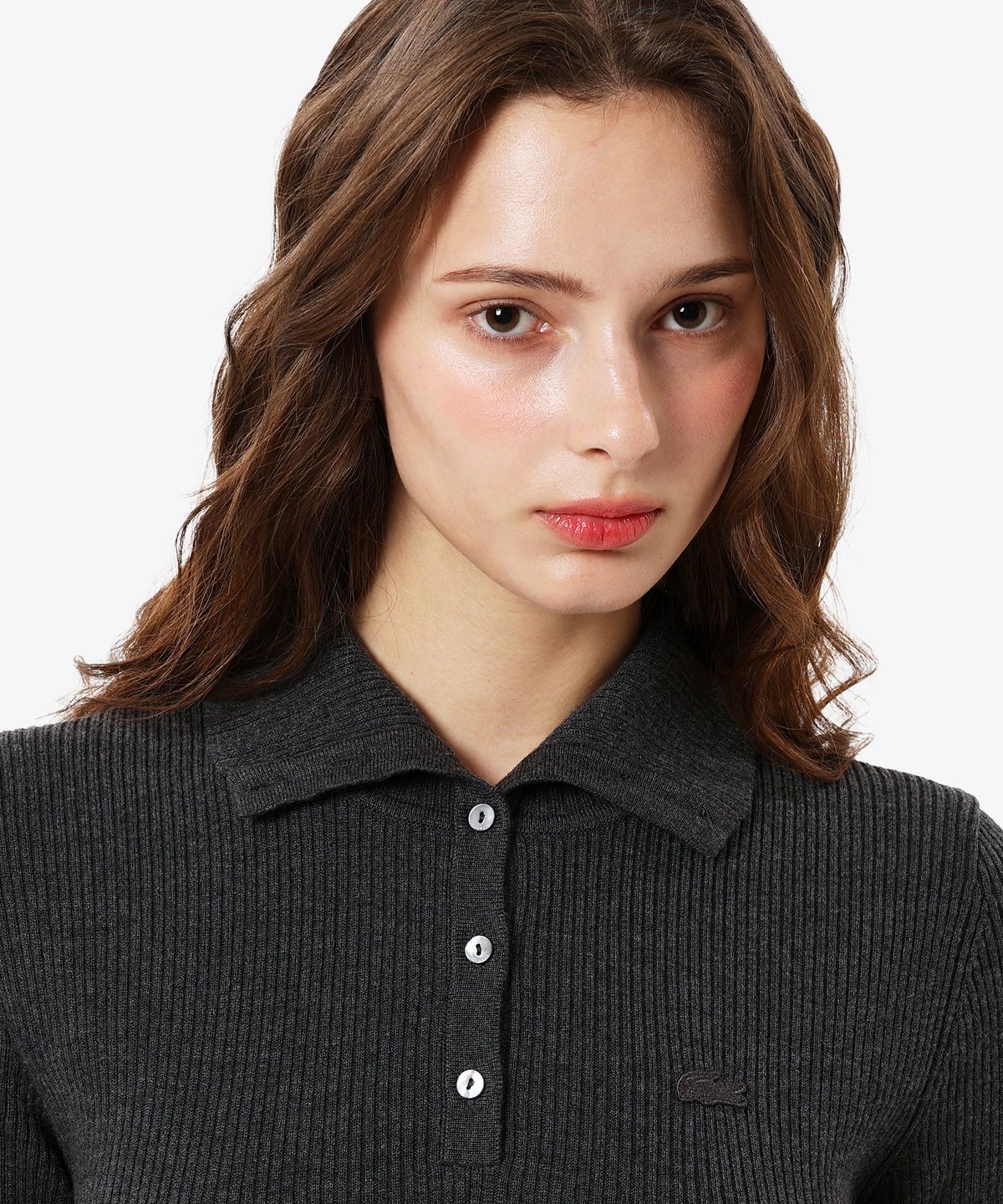 라코스테(LACOSTE) 여성 에리형 플레어 스웨터 드레스 EF907E-56N 050