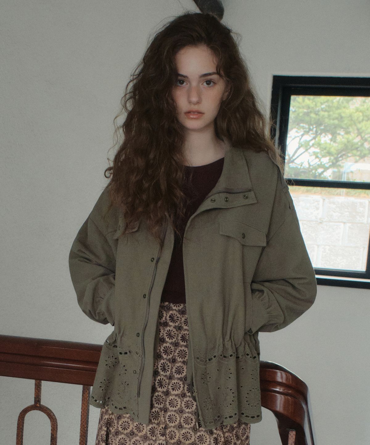아우어노스텔지아(OURNOSTALGIA) Linden Scallop Field Jacket_Vintage Khaki(OB6OT07)
