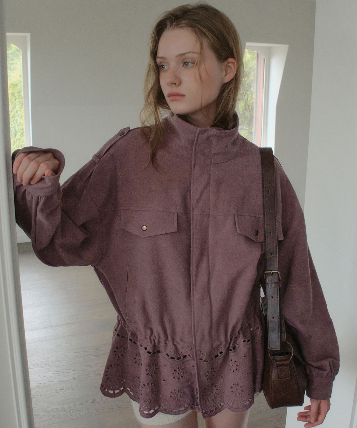아우어노스텔지아(OURNOSTALGIA) Linden Scallop Field Jacket_Vintage Purple(OB6OT07)