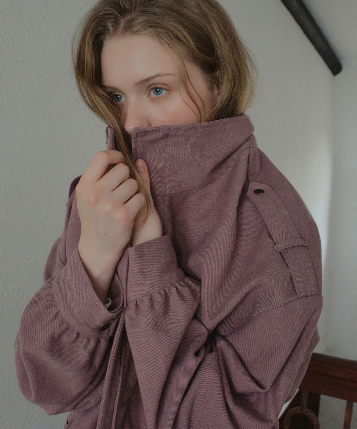 아우어노스텔지아(OURNOSTALGIA) Linden Scallop Field Jacket_Vintage Purple(OB6OT07)