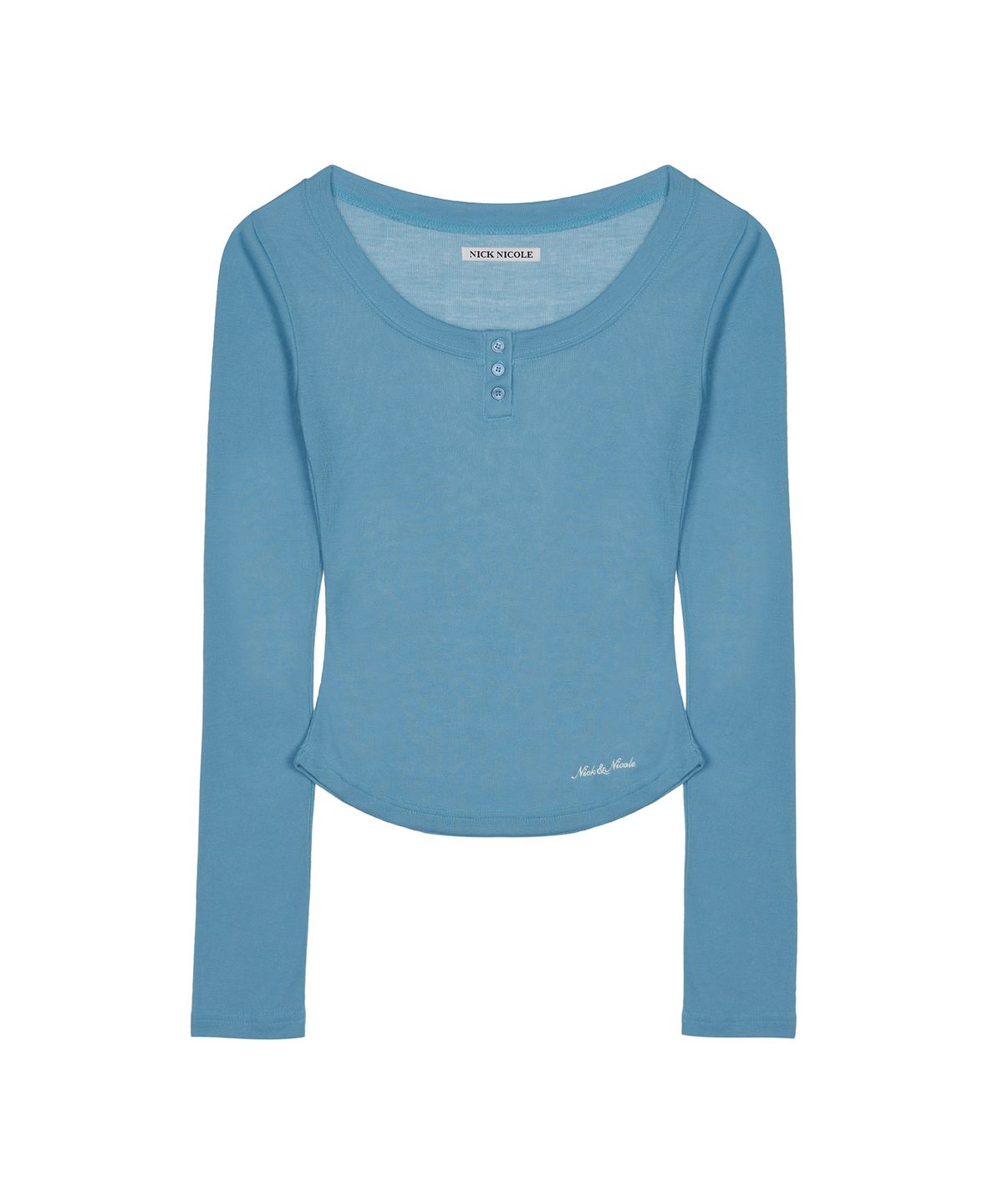 닉앤니콜(NICK&NICOLE) SOFT BUTTON SLIM TOP_BLUE