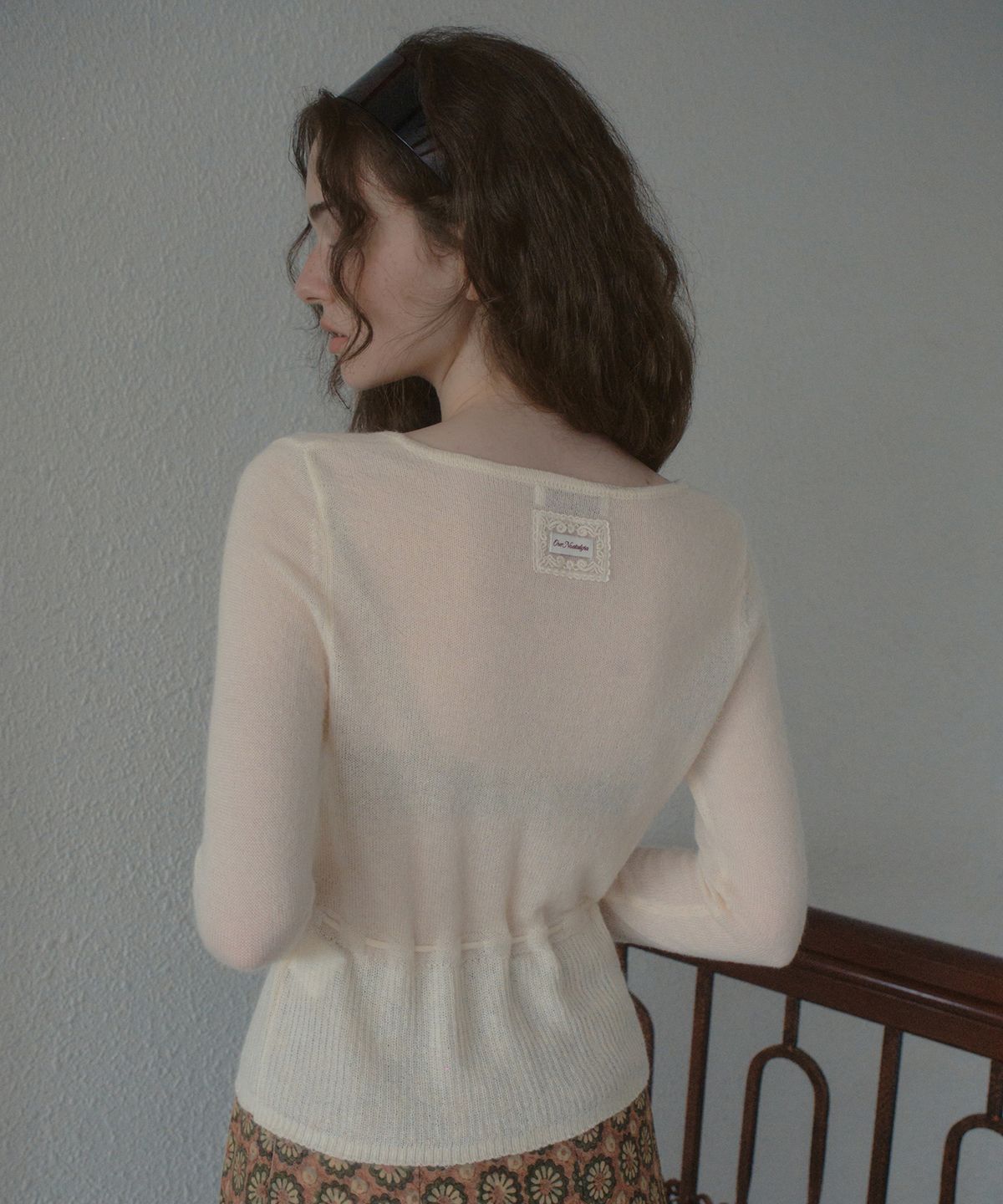 아우어노스텔지아(OURNOSTALGIA) Maren Tie Mohair Knit Cardigan_Cream(OCB6KN39)