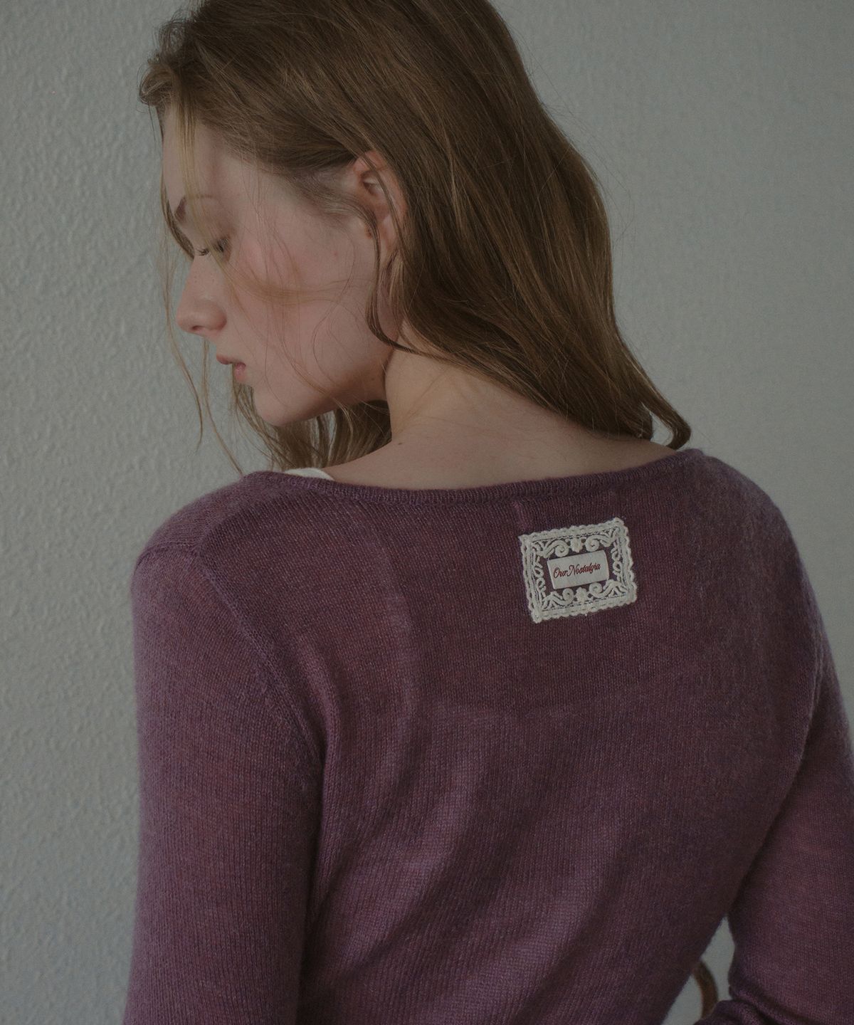 아우어노스텔지아(OURNOSTALGIA) Maren Tie Mohair Knit Cardigan_Purple(OCB6KN39)
