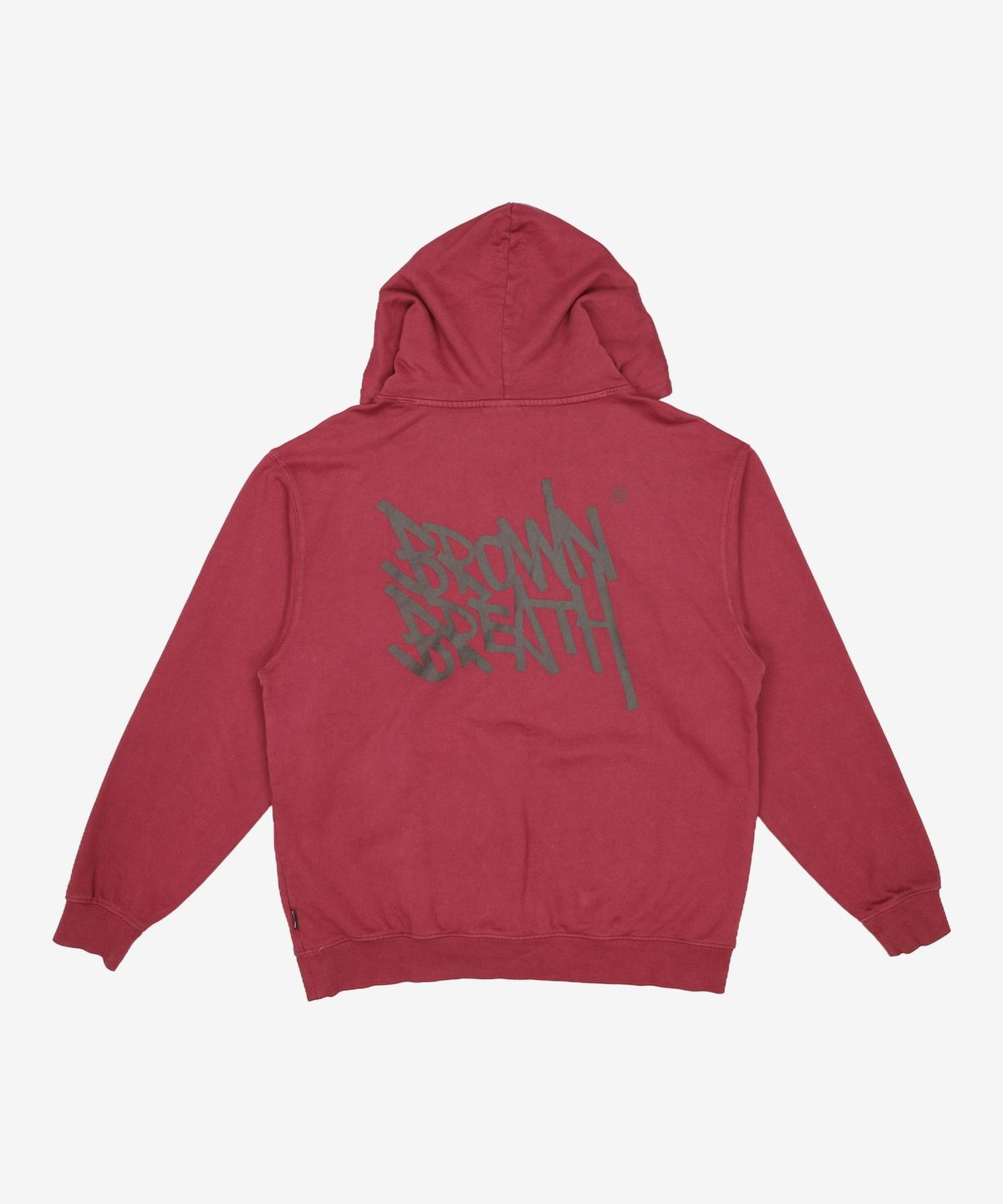 브라운브레스(BROWNBREATH) PIGMENT TAG HOODIE - BURGUNDY M