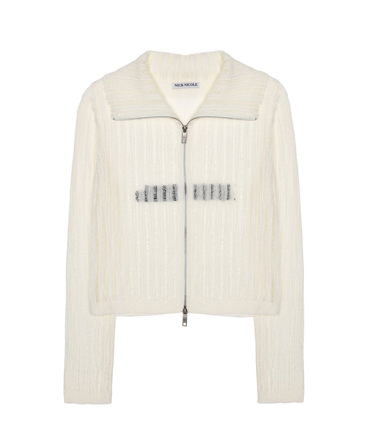 닉앤니콜(NICK&NICOLE) SEE-THROUGH ZIP-UP KNIT_WHITE
