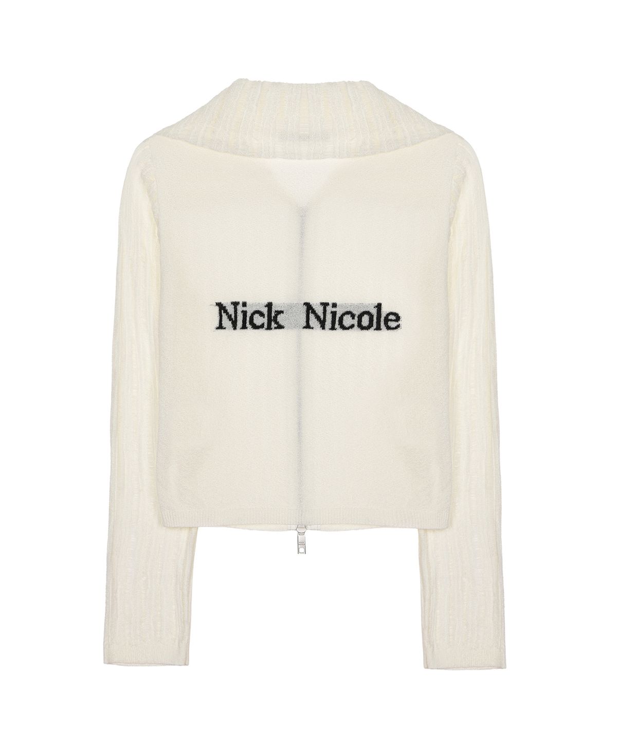 닉앤니콜(NICK&NICOLE) SEE-THROUGH ZIP-UP KNIT_WHITE