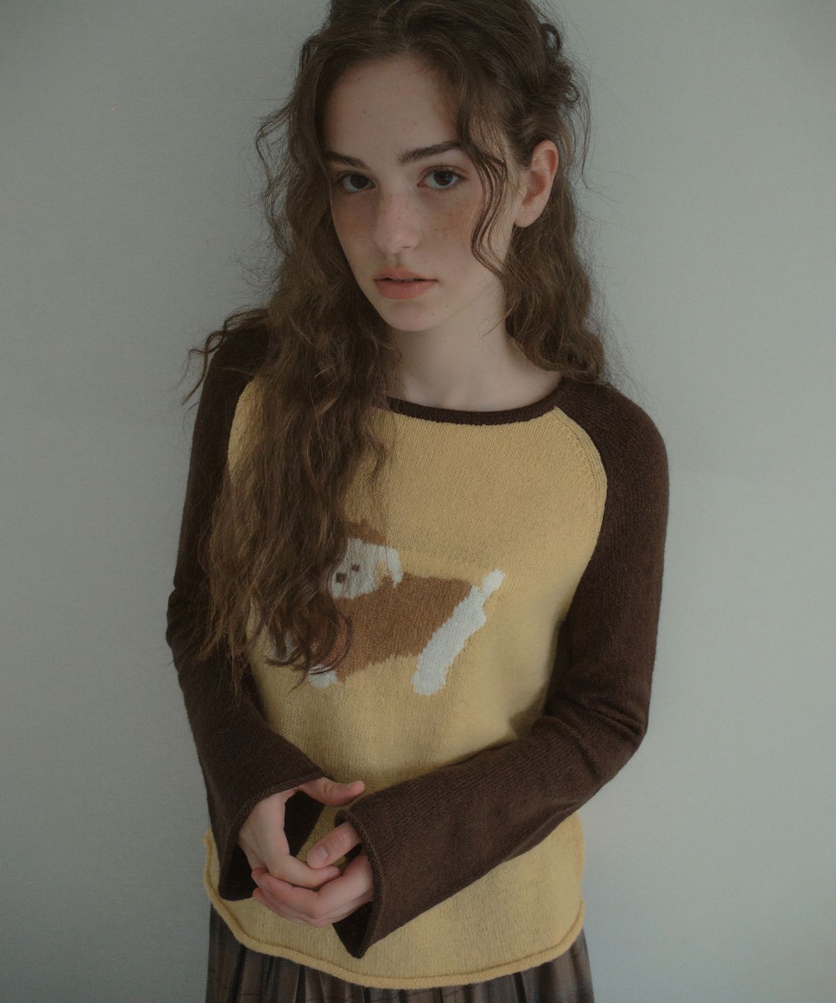 아우어노스텔지아(OURNOSTALGIA) Dobby Raglan Knit_Butter Yellow(OCB6KN37)