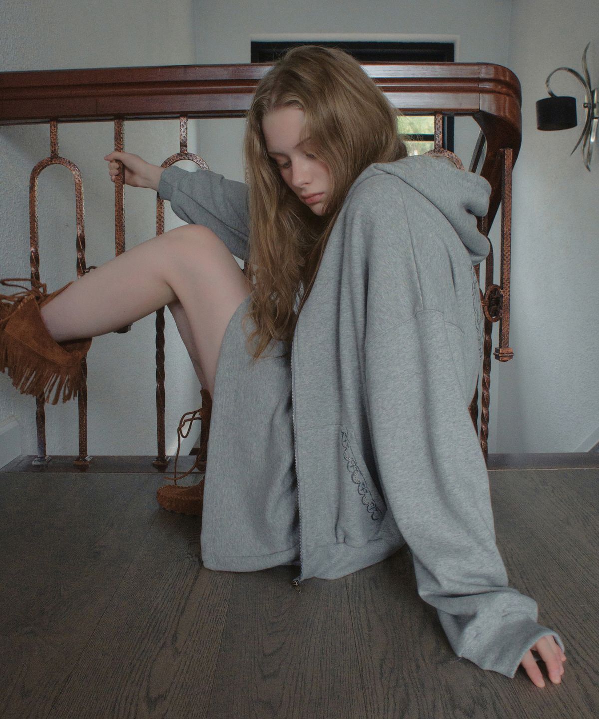아우어노스텔지아(OURNOSTALGIA) French Terry Hoodie Zip-Up_Gray(OB6OT08)