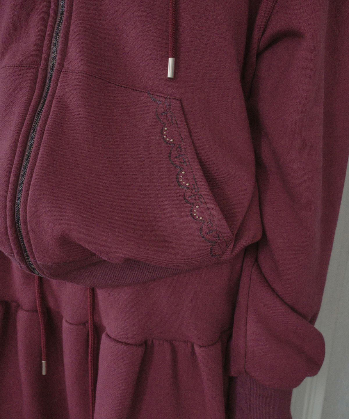 아우어노스텔지아(OURNOSTALGIA) French Terry Hoodie Zip-Up_Vintage Wine(OB6OT08)