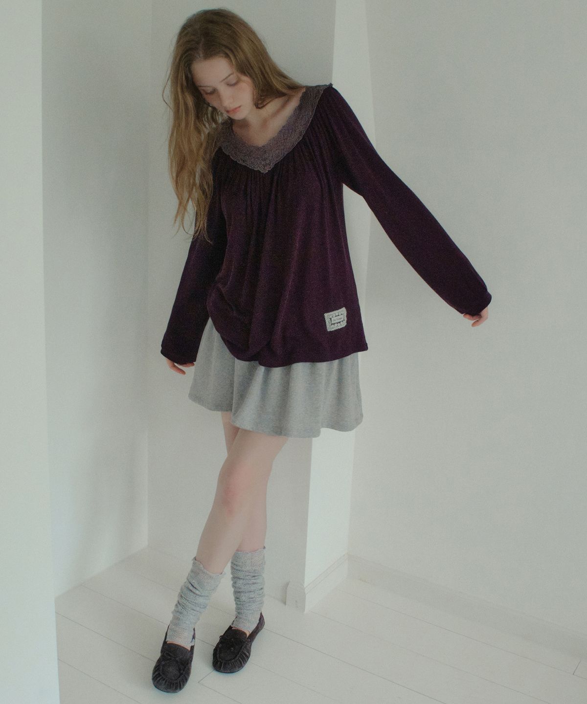 아우어노스텔지아(OURNOSTALGIA) French Terry Tiered Skirt_Gray(OB6SK19)