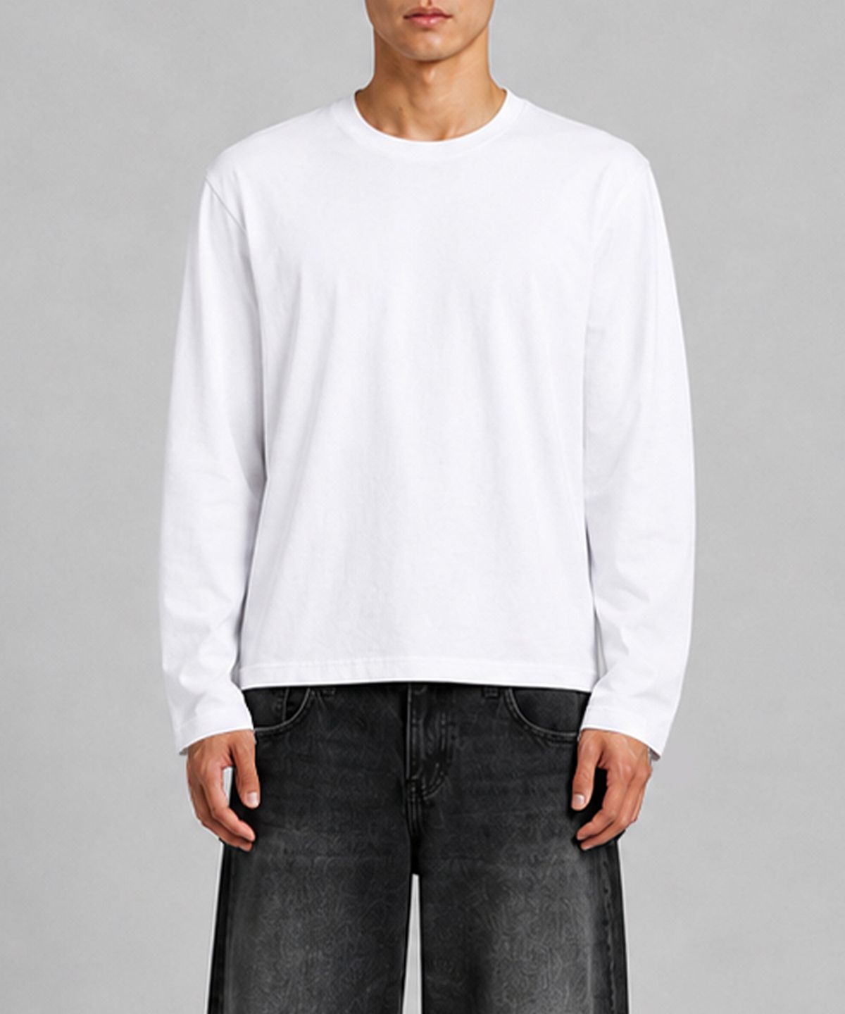 프린트스타(PRINTSTAR) 17수 5.6oz 크롭 베이직 무지 긴팔 티셔츠 - 4 COLOR