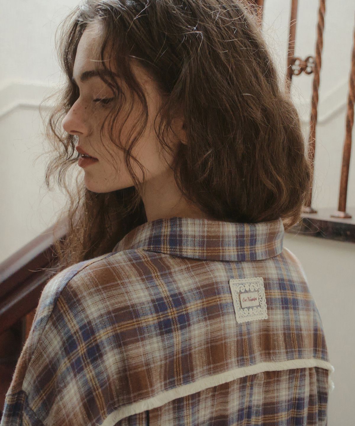 아우어노스텔지아(OURNOSTALGIA) Thistle Check Shirt_Brown(OB6SH03)