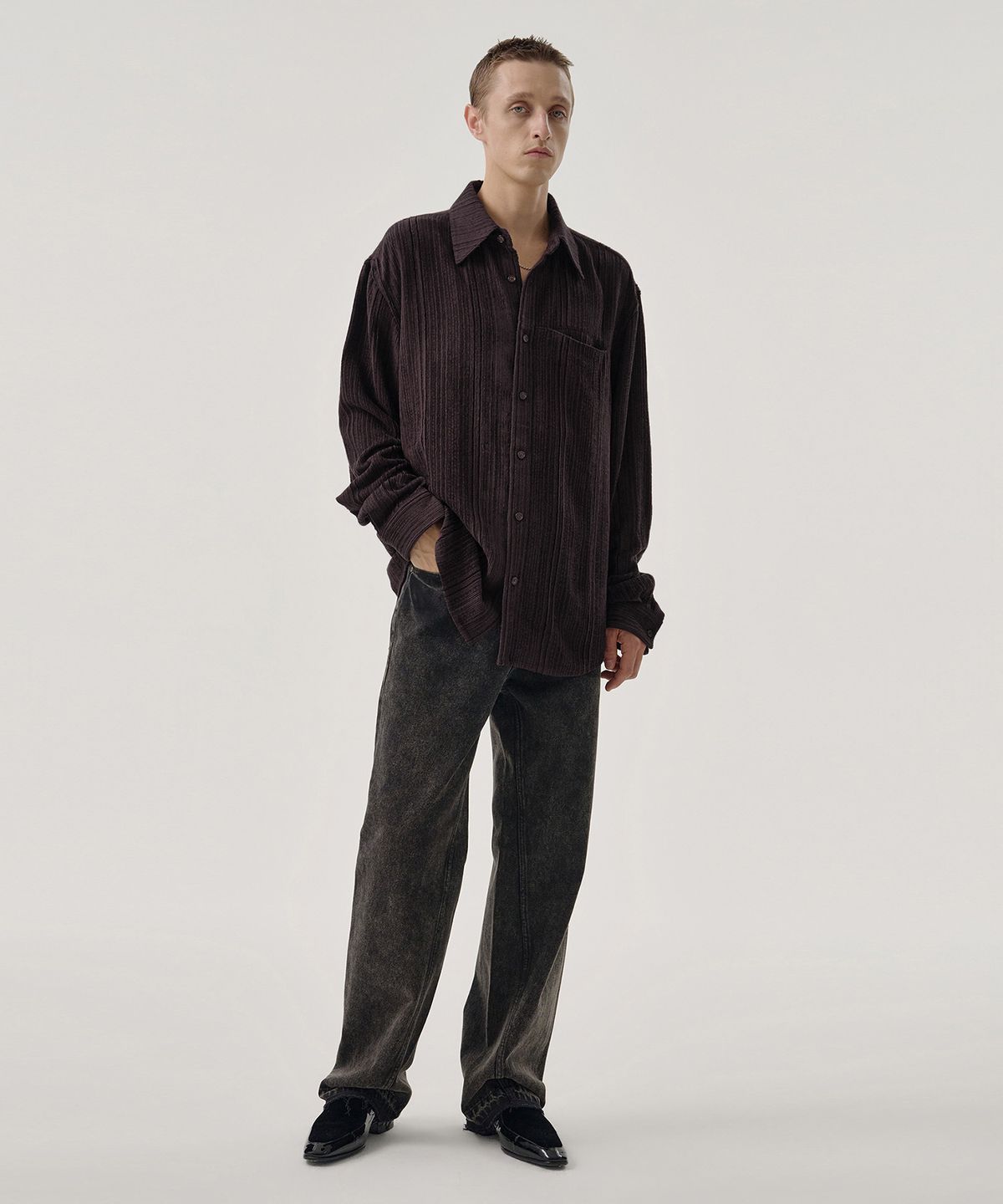 엠엠아이씨(MMIC) DRAPE SHIRT (WINE)