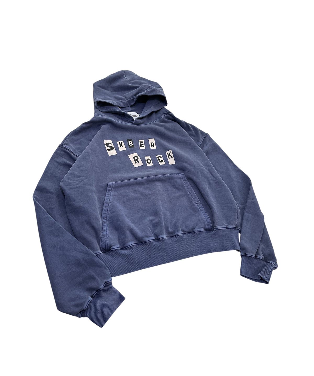 스케이터락(SK8ER ROCK) Collage Lettering Pigment Hoodie (Navy)