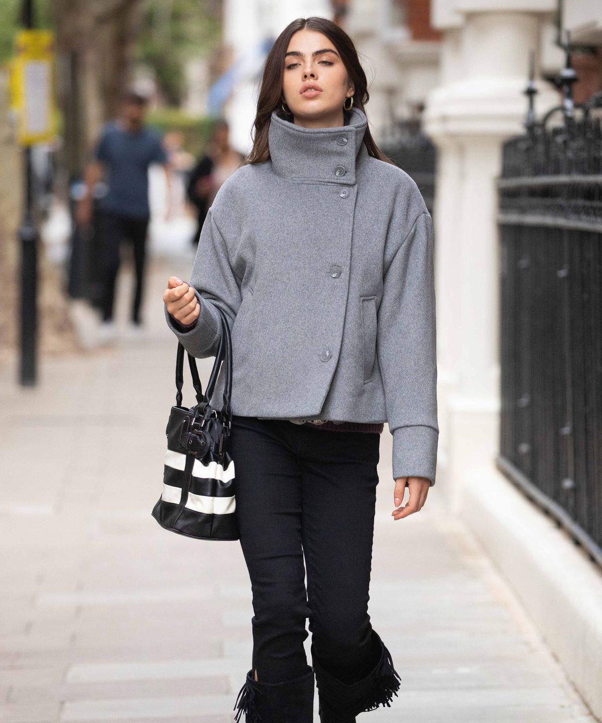 디망쉬(dimanche) Double Breasted Short Coat (light grey)