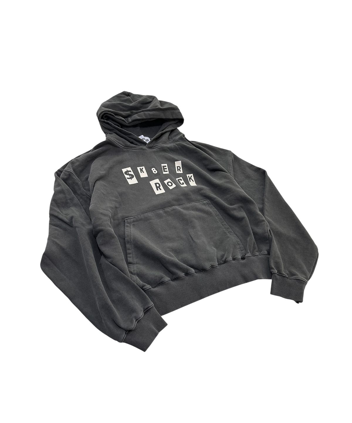 스케이터락(SK8ER ROCK) Collage Lettering Pigment Hoodie (Charcoal)