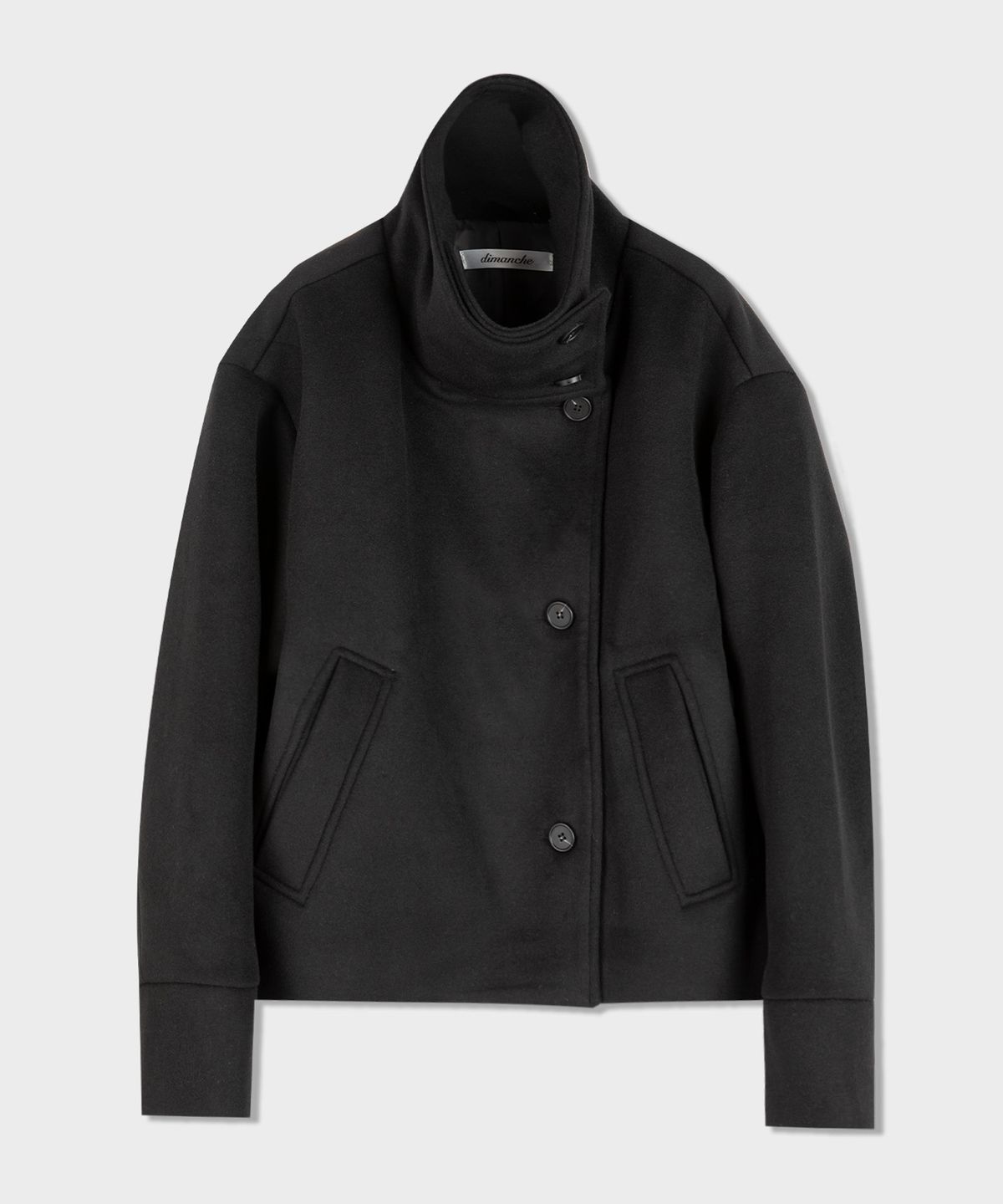 디망쉬(dimanche) Double Breasted Short Coat (black)