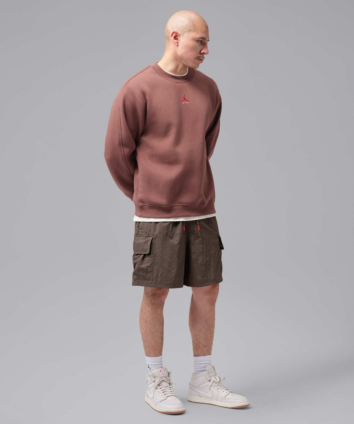 나이키(NIKE) 조던 브루클린 크루넥 스웻셔츠 M - 포너 브라운:유니버시티 레드 / IU0255-265