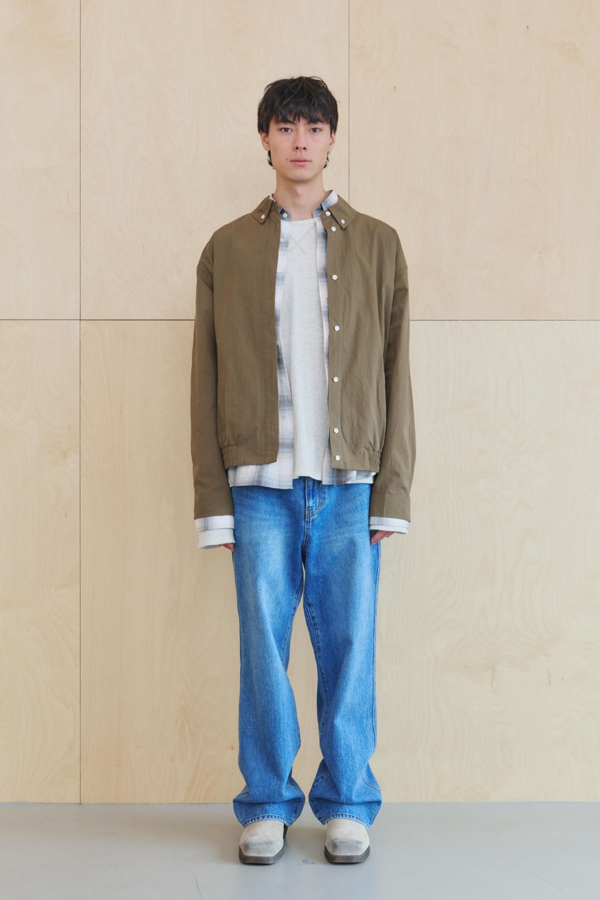 쿠메(KUMÉ) Men Utility Slant Pocket Shirt Jacket, Brown