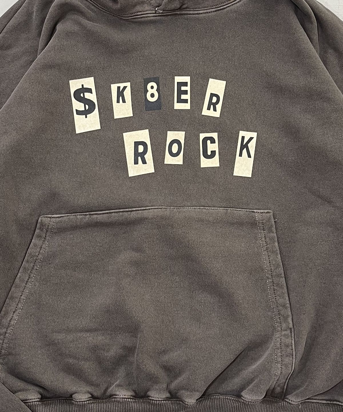 스케이터락(SK8ER ROCK) Collage Lettering Pigment Hoodie (Brown)