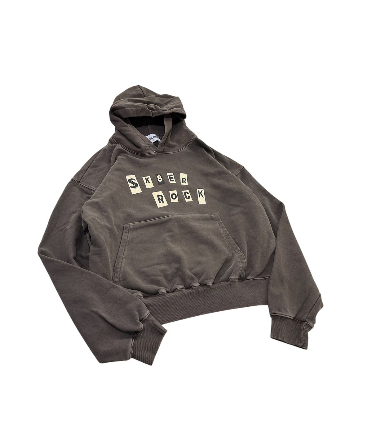 스케이터락(SK8ER ROCK) Collage Lettering Pigment Hoodie (Brown)