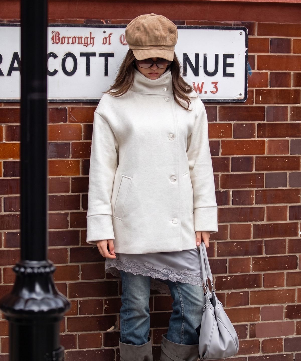 디망쉬(dimanche) Double Breasted Coat (cream)