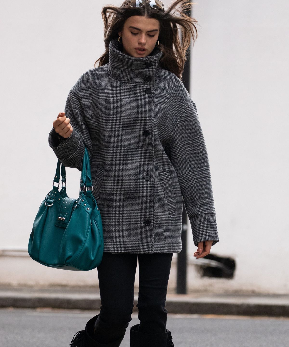디망쉬(dimanche) Double Breasted Coat (check)