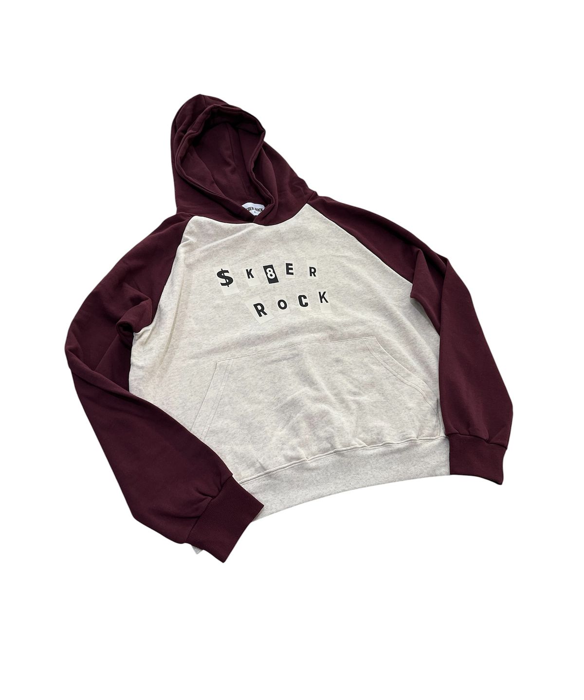 스케이터락(SK8ER ROCK) Collage Lettering Hoodie (oatmeal*wine)