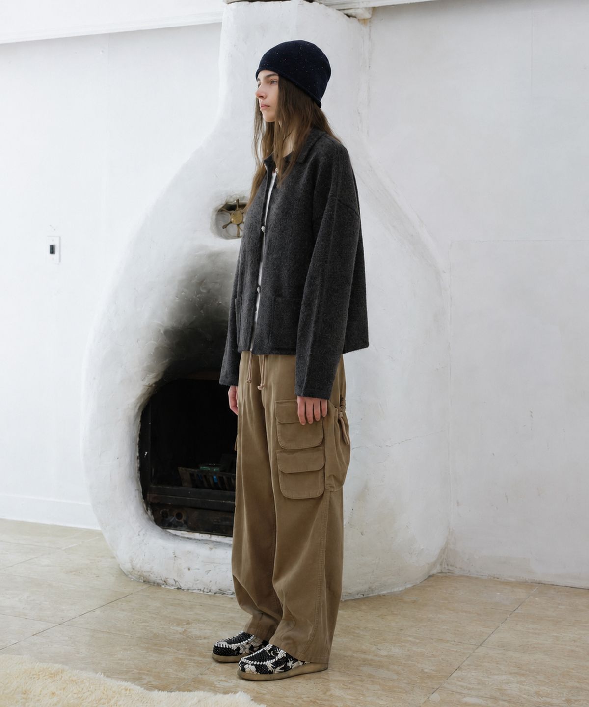 프리터(FRITUR) Saddle Alpaca Cardigan Charcoal_F263KN09