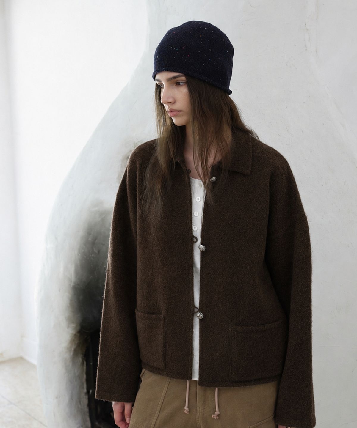 프리터(FRITUR) Saddle Alpaca Cardigan Brown_F263KN09