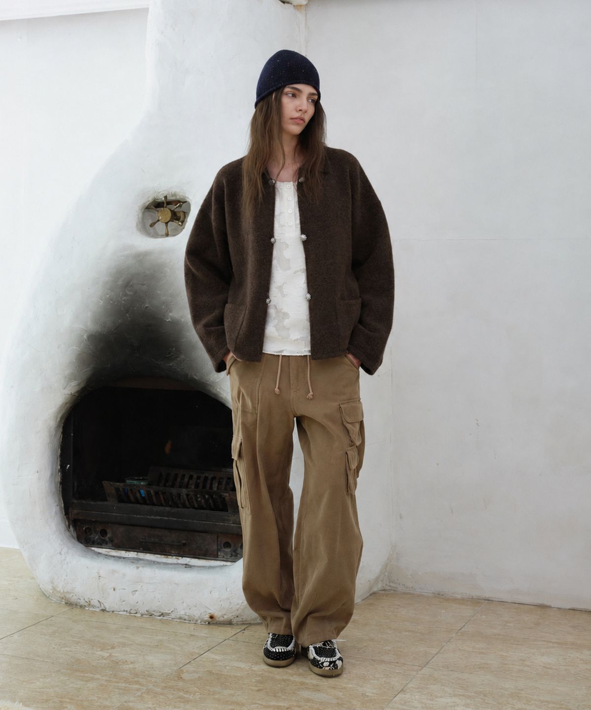 프리터(FRITUR) Saddle Alpaca Cardigan Brown_F263KN09