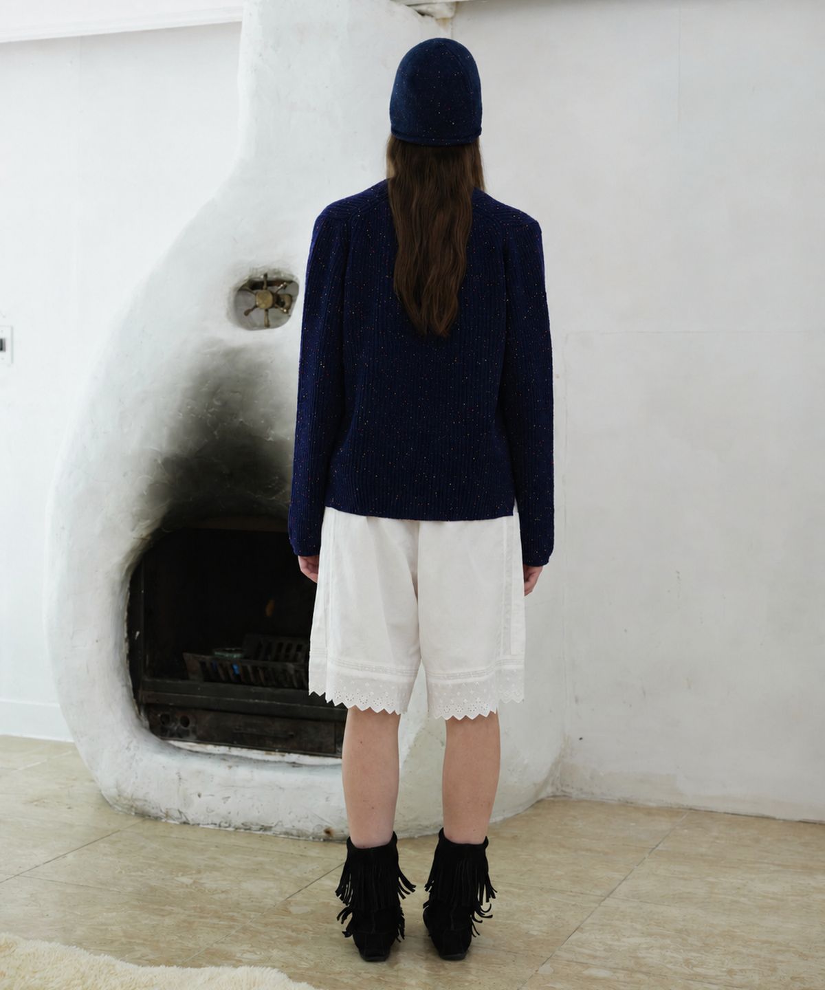 프리터(FRITUR) Chine Rollup Knit Navy_F263KN07
